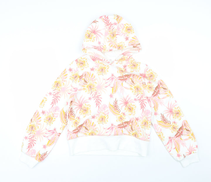 M&S Girls White Floral  Pullover Hoodie Size 12-13 Years