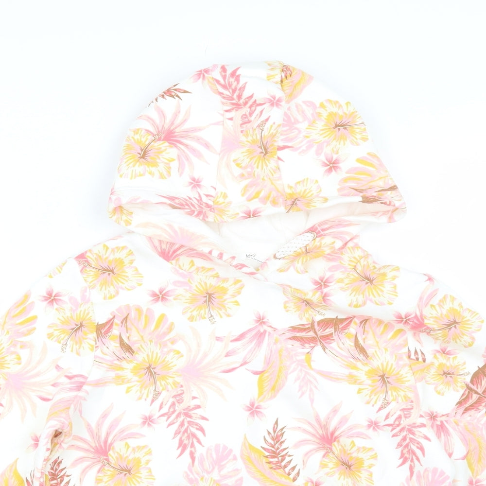 M&S Girls White Floral  Pullover Hoodie Size 12-13 Years