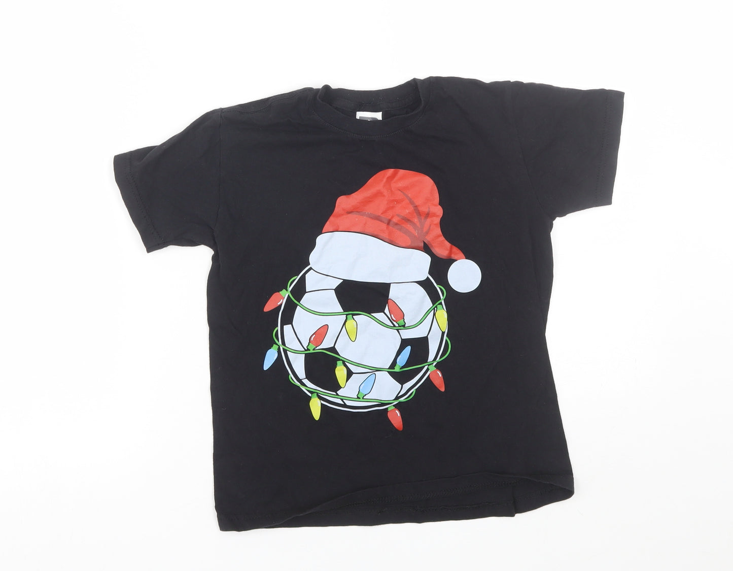 Russell Boys Black   Basic T-Shirt Size 7-8 Years  - Christmas