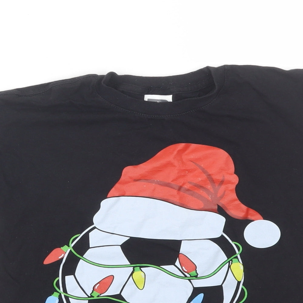 Russell Boys Black   Basic T-Shirt Size 7-8 Years  - Christmas