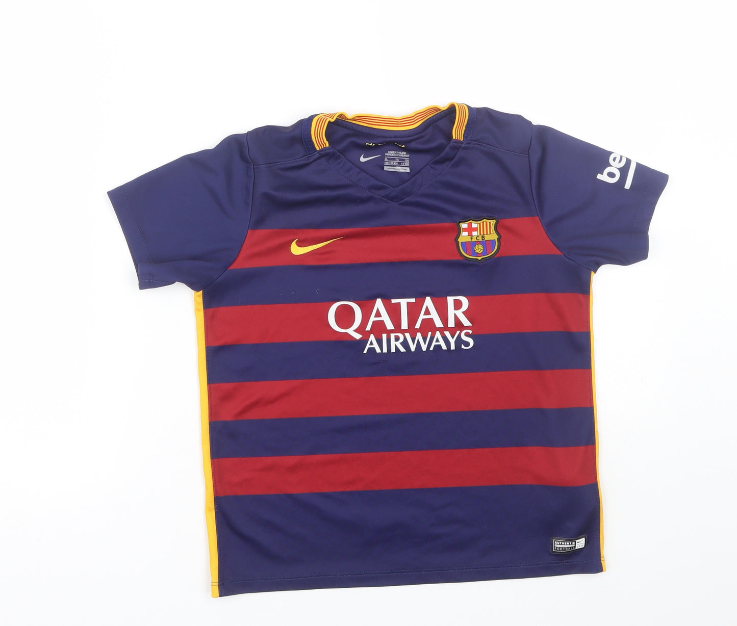 Nike Boys Multicoloured Striped  Jersey T-Shirt Size 7-8 Years  - Barcelona