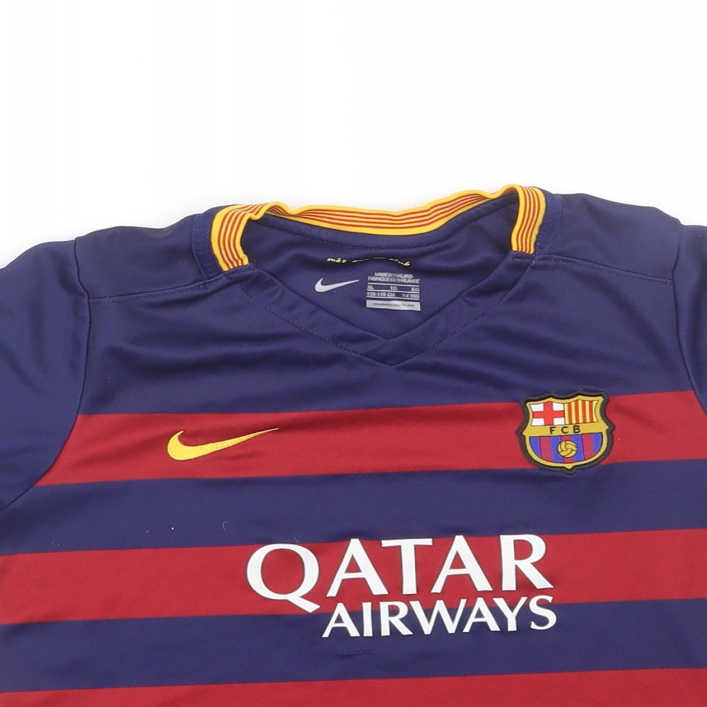 Nike Boys Multicoloured Striped  Jersey T-Shirt Size 7-8 Years  - Barcelona