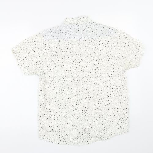 Brave Soul Mens White Polka Dot   Button-Up Size M