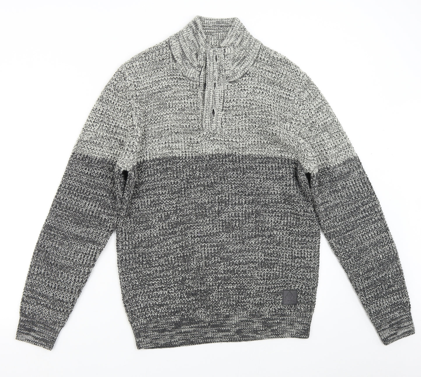 NEXT Mens Grey  Knit Henley Jumper Size M