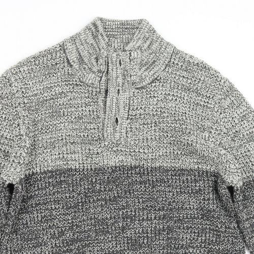 NEXT Mens Grey  Knit Henley Jumper Size M