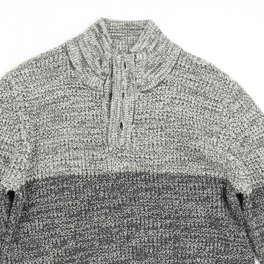 NEXT Mens Grey  Knit Henley Jumper Size M