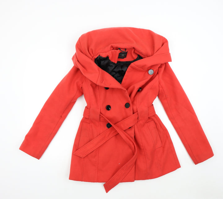 New Look Womens Red Overcoat Coat Size 8