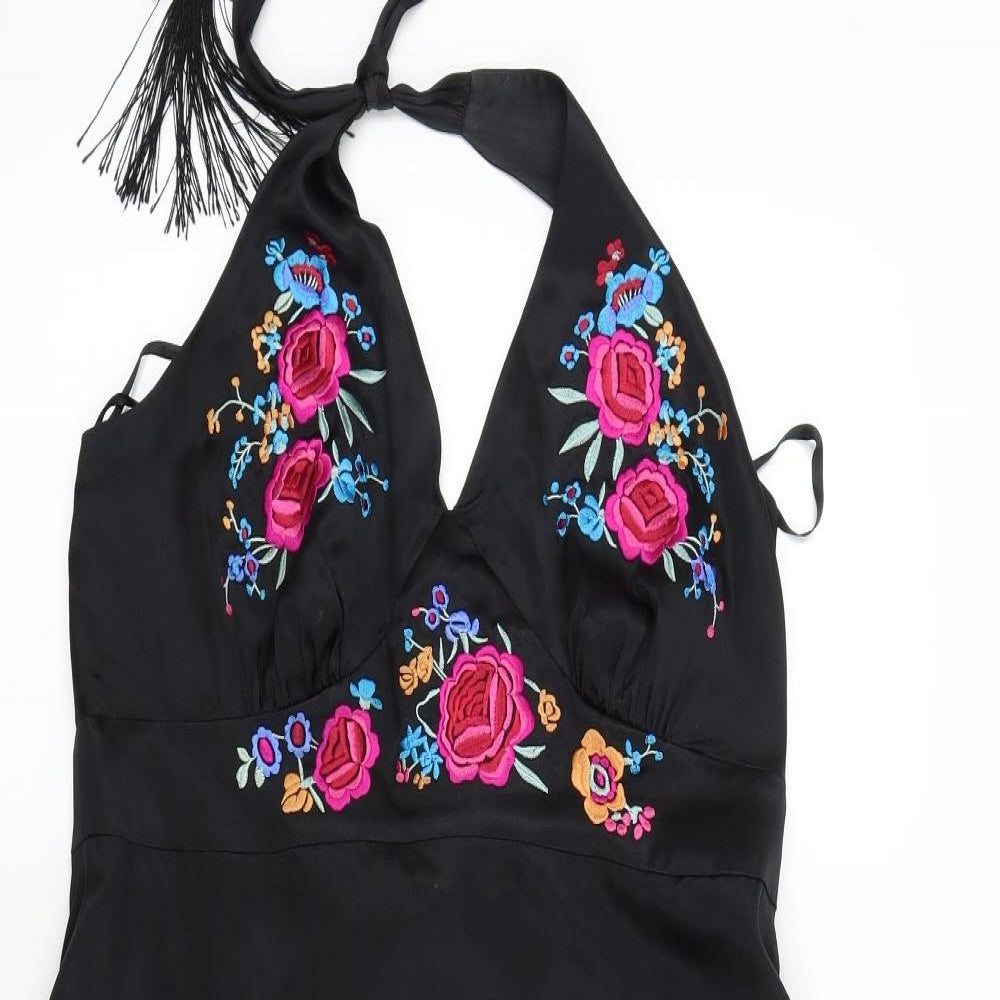 Monsoon Womens Black Floral  A-Line  Size 16
