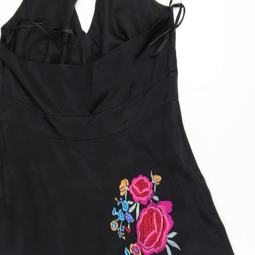 Monsoon Womens Black Floral  A-Line  Size 16