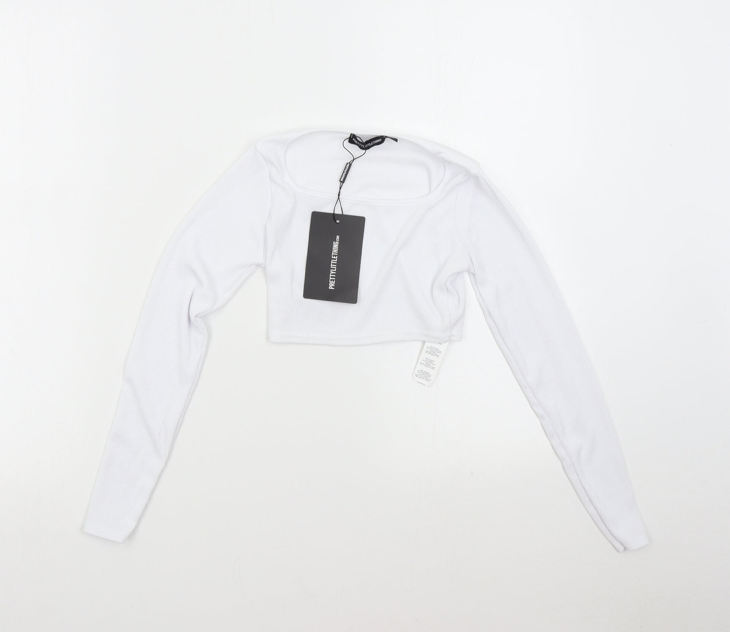 Pretty Little Thing Womens White   Cropped T-Shirt Size 2