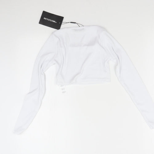 Pretty Little Thing Womens White   Cropped T-Shirt Size 2