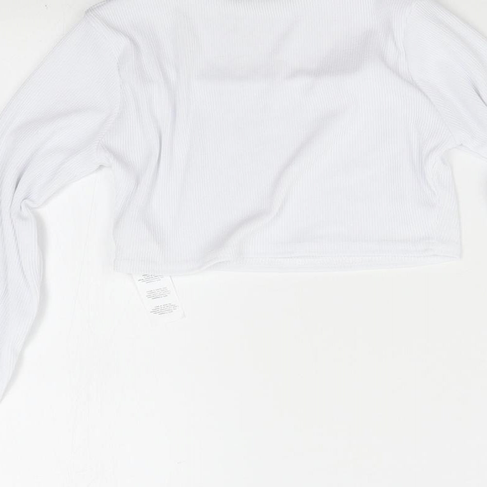 Pretty Little Thing Womens White   Cropped T-Shirt Size 2