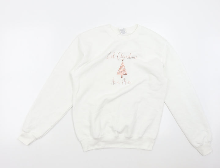 Fruit of the Loom Womens White   Pullover Sweatshirt Size S  - Christmas
