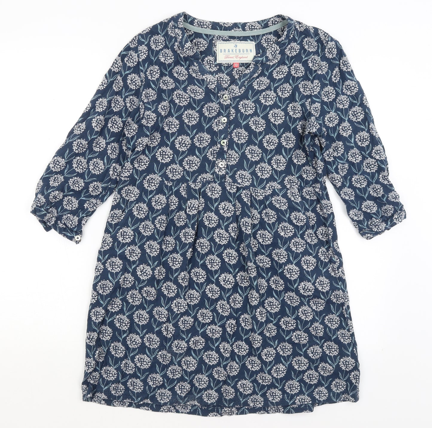 Brakeburn Womens Blue Floral  Fit & Flare  Size 10