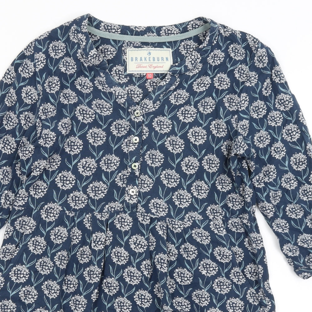 Brakeburn Womens Blue Floral  Fit & Flare  Size 10