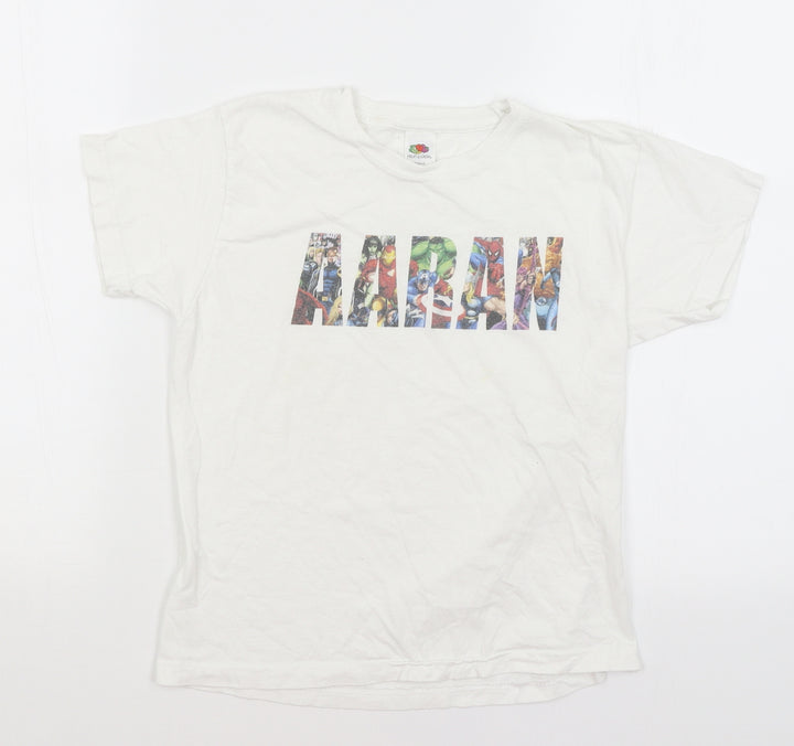 Fruit of the Loom Boys White Basic T-Shirt Size 7-8 Years - Avengers