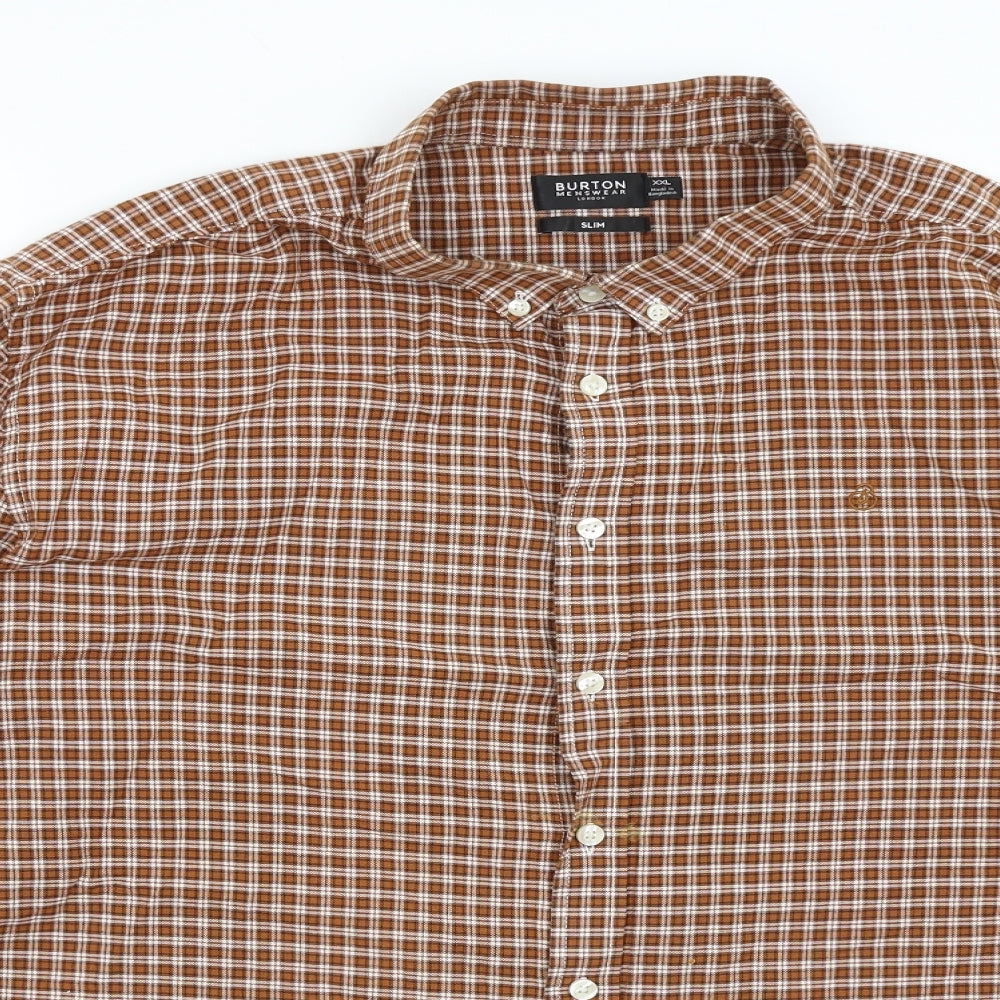 Burton Mens Brown Check   Button-Up Size 2XL
