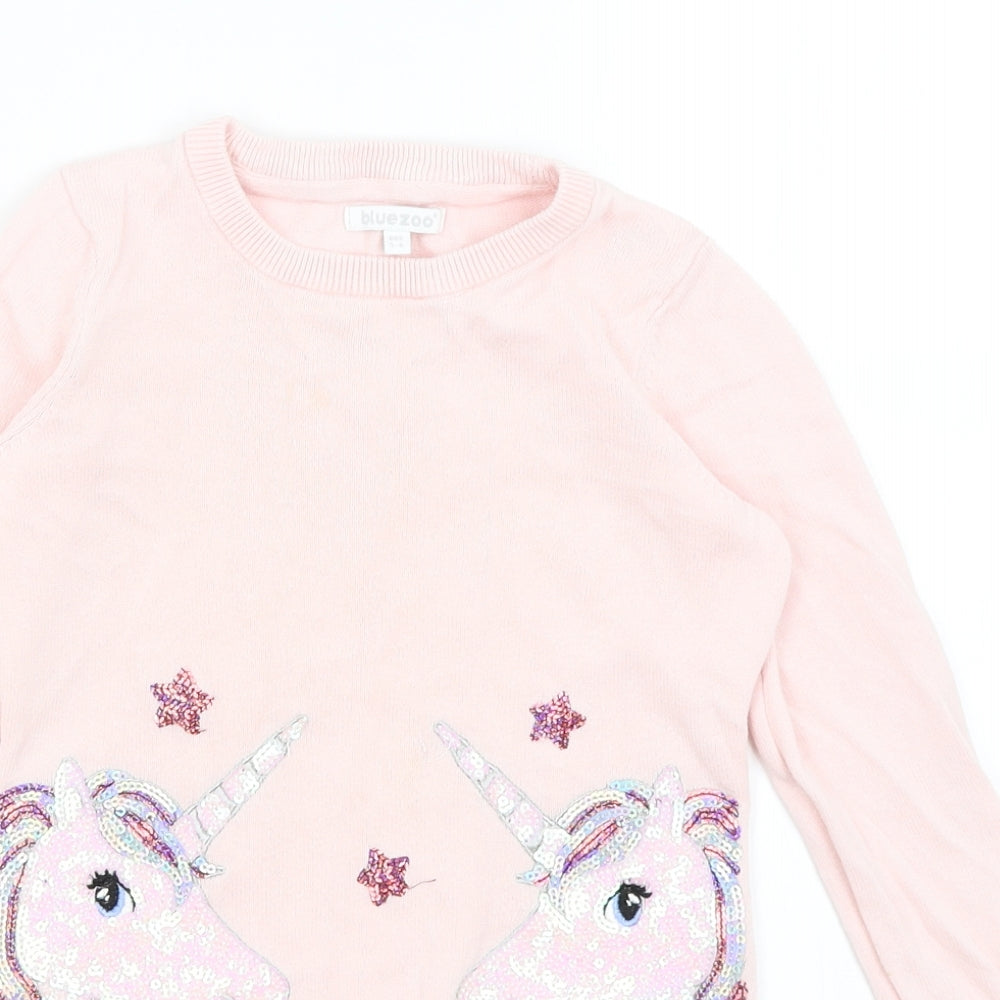 Blue Zoo Girls Pink   Pullover Jumper Size 5-6 Years  - Unicorns