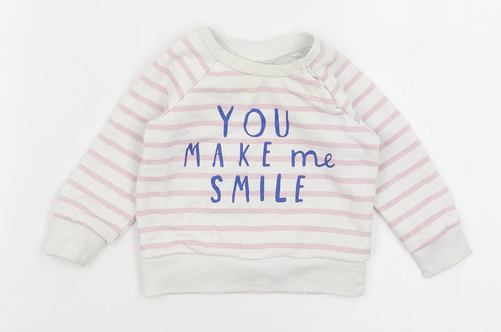 Primark Baby White Striped Pullover Jumper Size 3-6 Months - You Make Me Smile