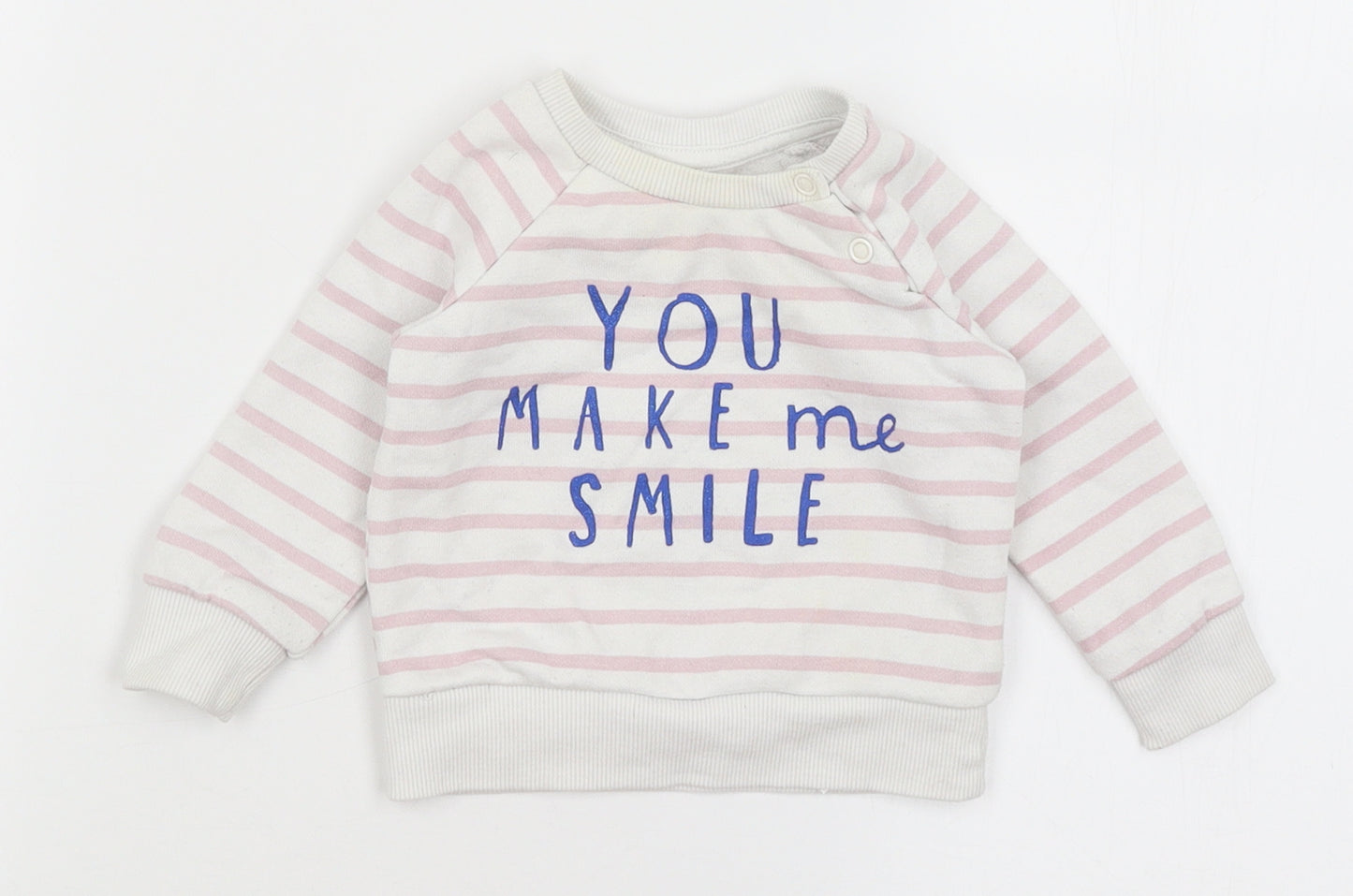 Primark Baby White Striped  Pullover Jumper Size 3-6 Months  - You Make Me Smile