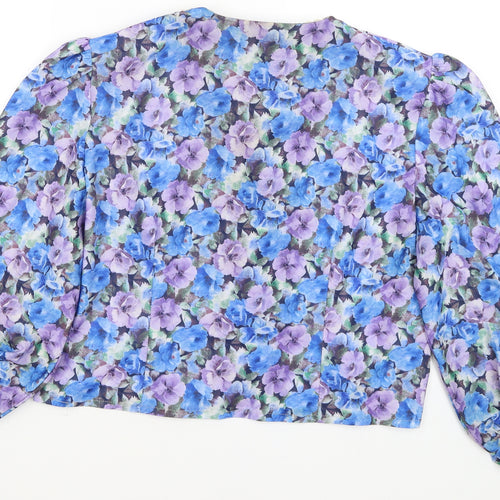 Dormar Womens Blue Floral  Basic Button-Up Size 20