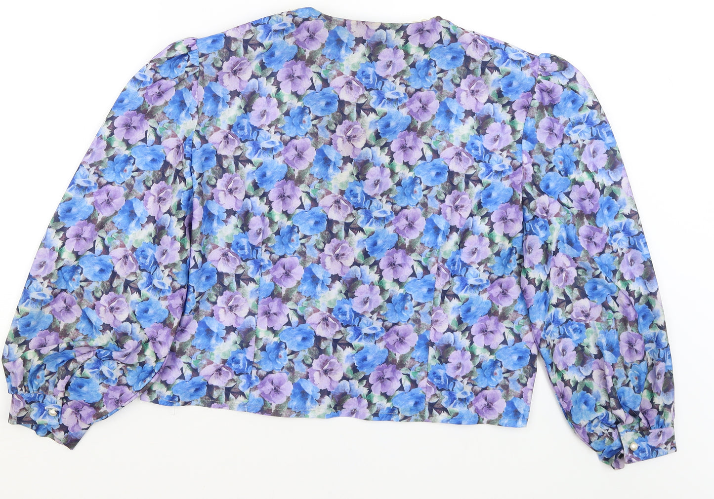 Dormar Womens Blue Floral  Basic Button-Up Size 20