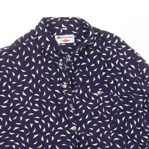 albanes Mens Blue Geometric   Button-Up Size 2XL