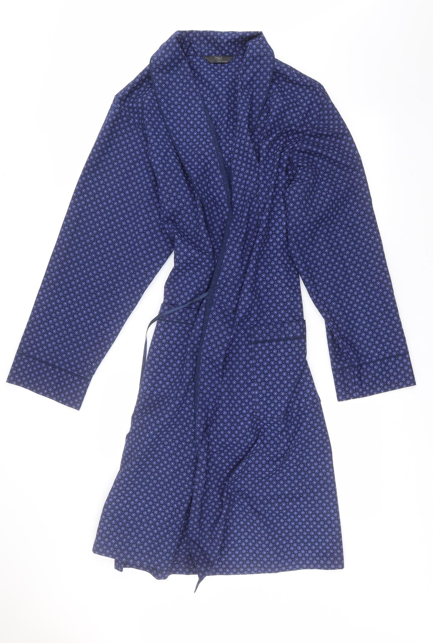 Marks and Spencer Mens Blue Geometric   Robe Size L