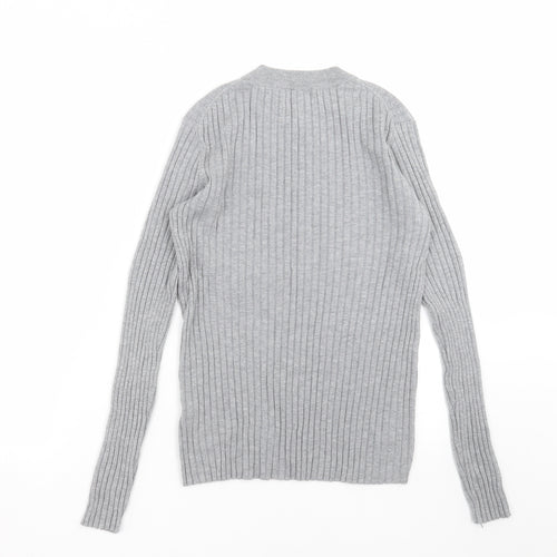 H&M Womens Grey Striped Knit Pullover Jumper Size M