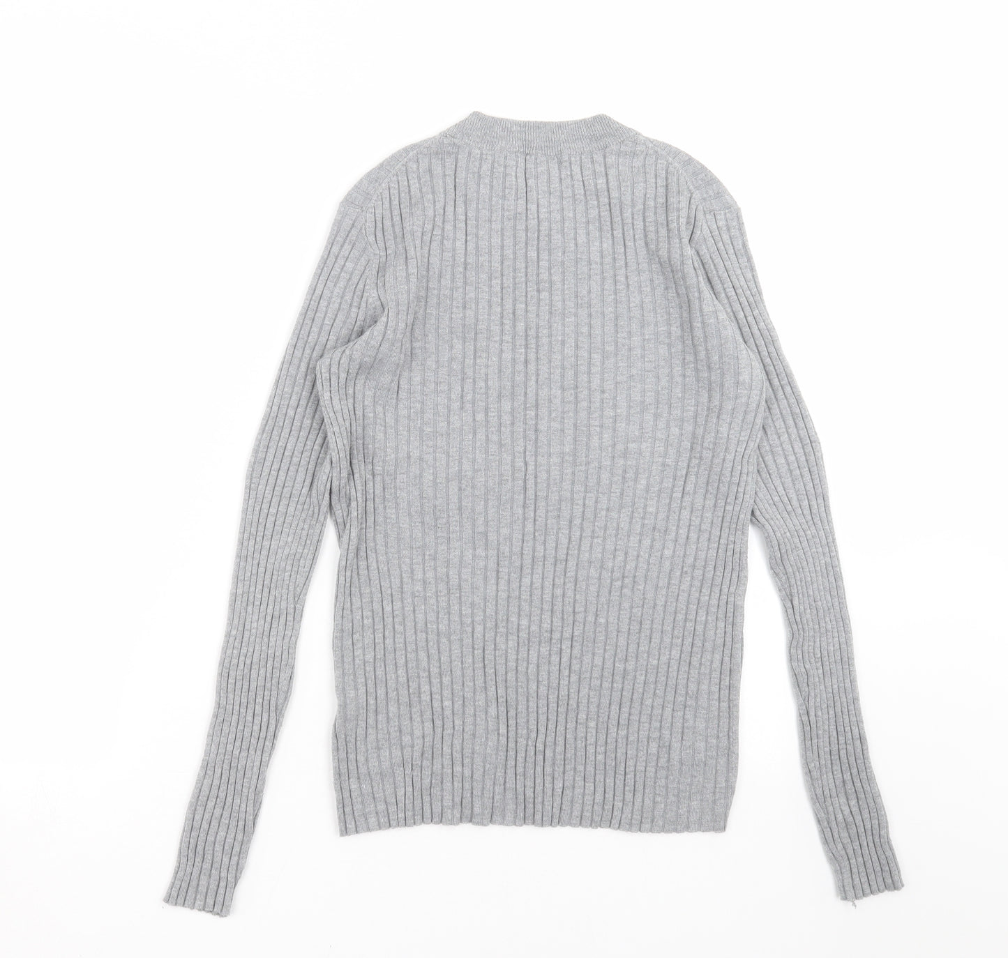 H&M Womens Grey Striped Knit Pullover Jumper Size M