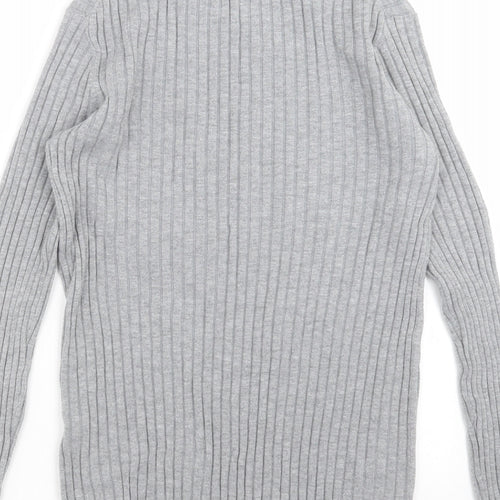 H&M Womens Grey Striped Knit Pullover Jumper Size M