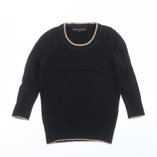 Betty Jackson Womens Black Striped Knit Pullover Jumper Size 12