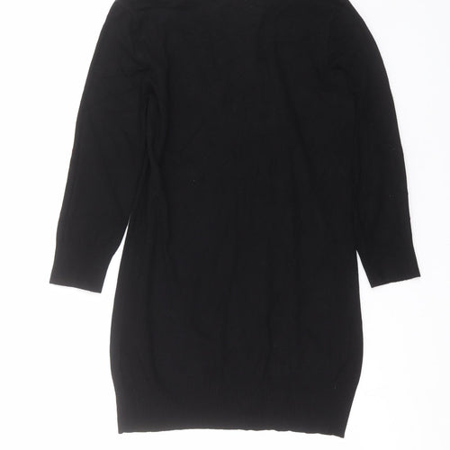 Red Herring Womens Black  Knit Pullover Jumper Size 12  - crochet detail