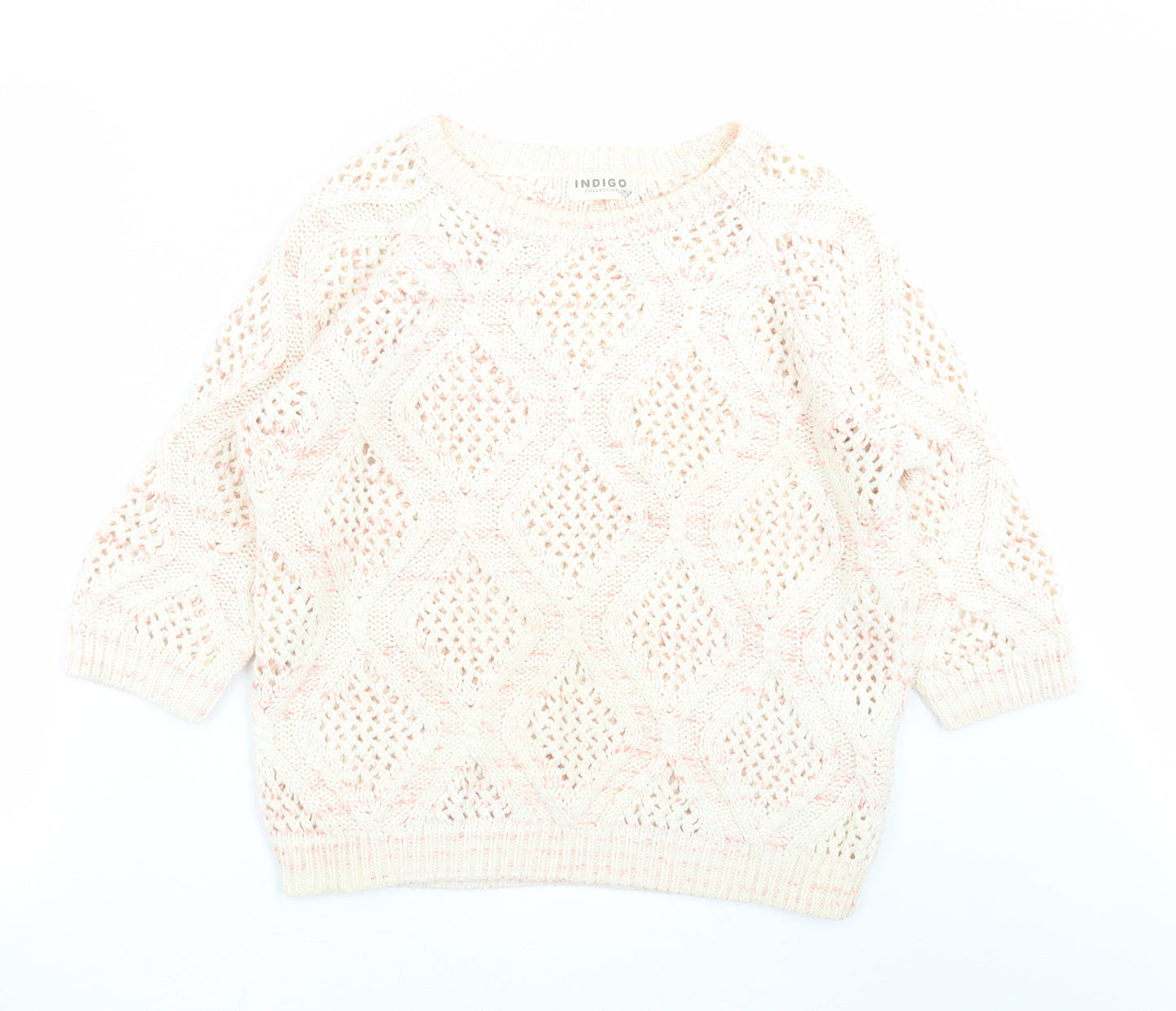 Marks and Spencer Womens Ivory Geometric Knit Pullover Jumper Size 12