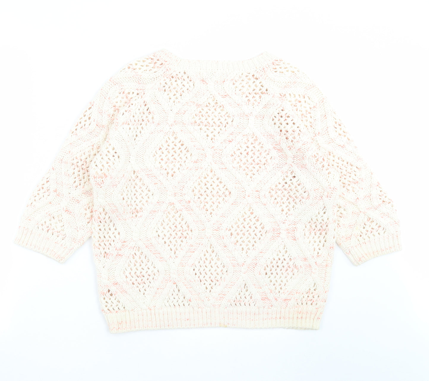 Marks and Spencer Womens Ivory Geometric Knit Pullover Jumper Size 12