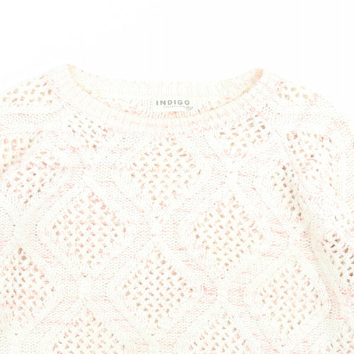 Marks and Spencer Womens Ivory Geometric Knit Pullover Jumper Size 12