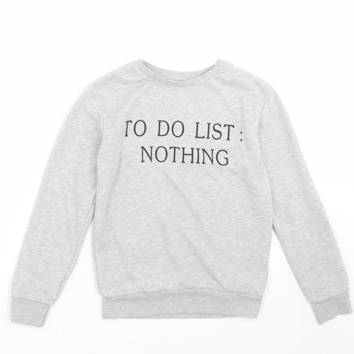 Primark Girls Grey   Pullover Sweatshirt Size 11-12 Years  - To Do List: Nothing
