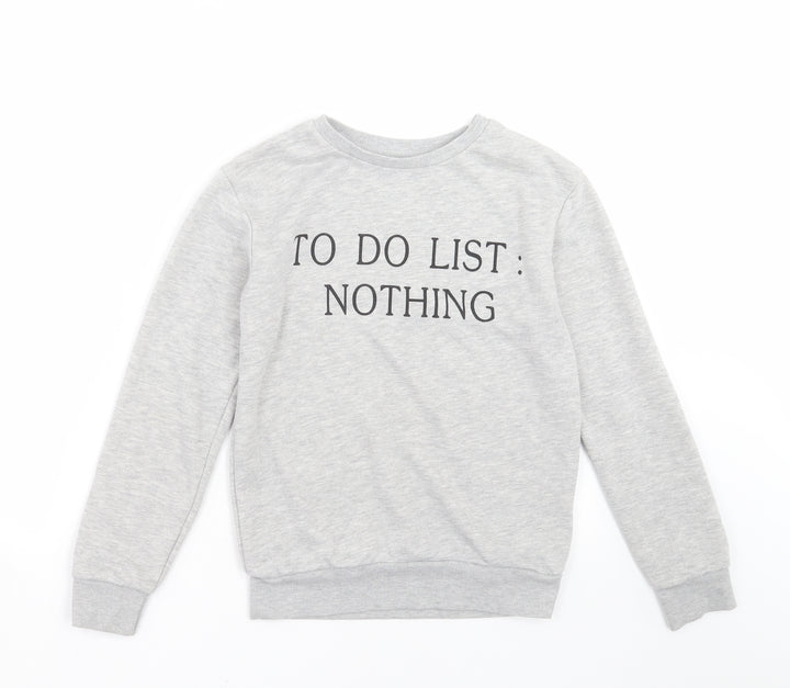 Primark Girls Grey   Pullover Sweatshirt Size 11-12 Years  - To Do List: Nothing