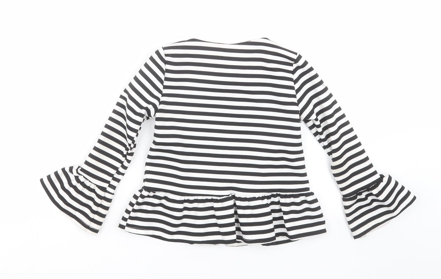 Preworn Girls Black Striped  Cardigan Jumper Size 4 Years