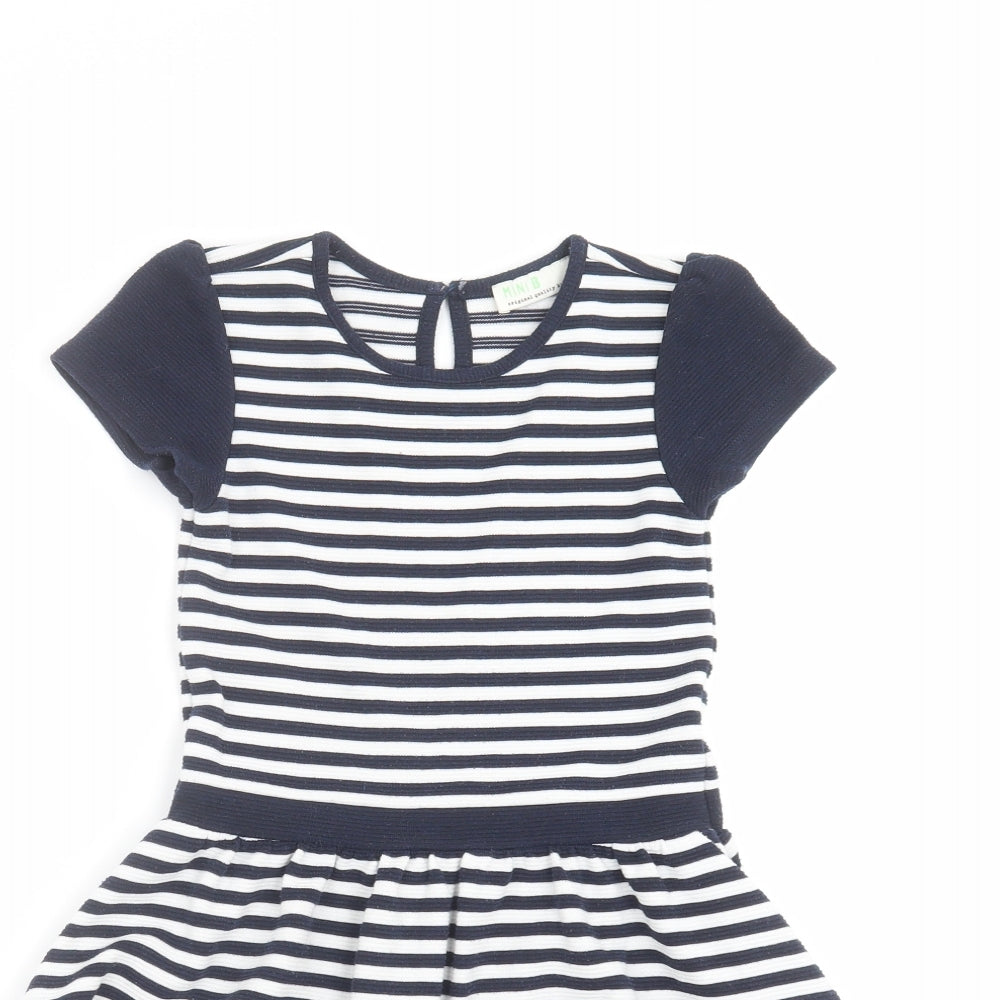 Mini B Girls Blue Striped  Fit & Flare  Size 7-8 Years