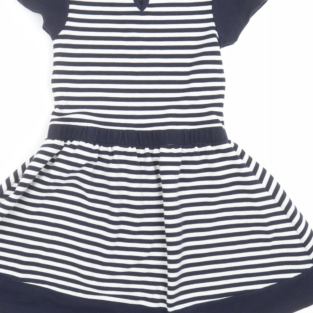 Mini B Girls Blue Striped  Fit & Flare  Size 7-8 Years