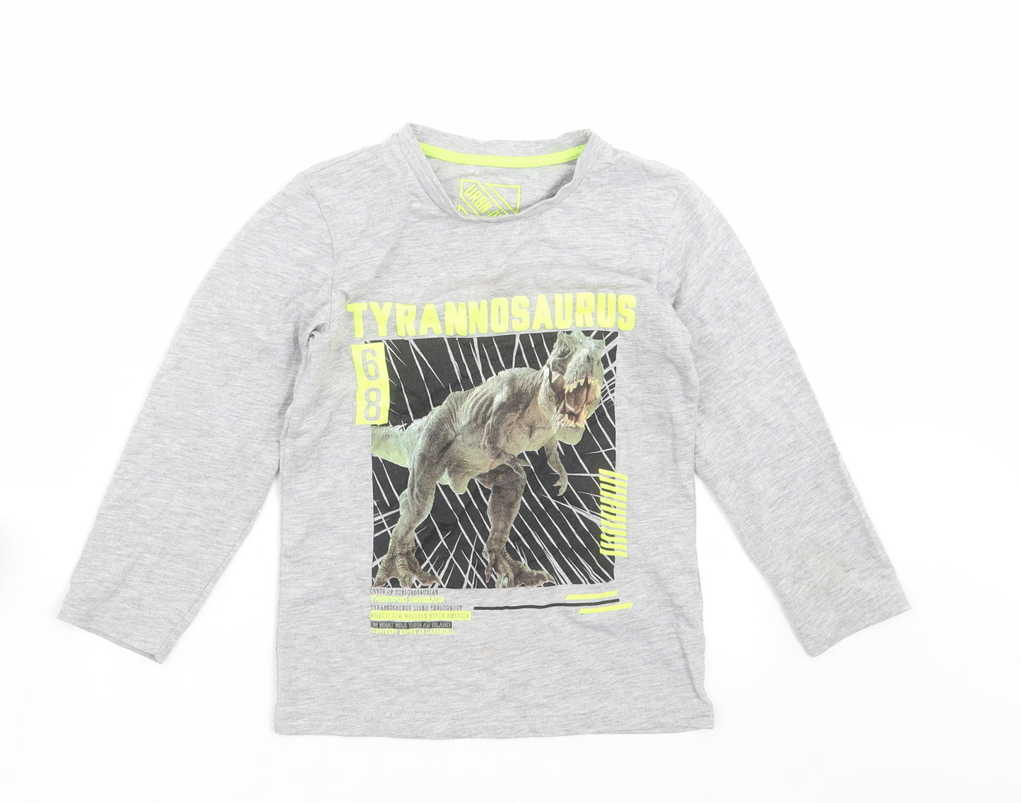 Matalan Boys Grey   Basic T-Shirt Size 6 Years  - dinosaur