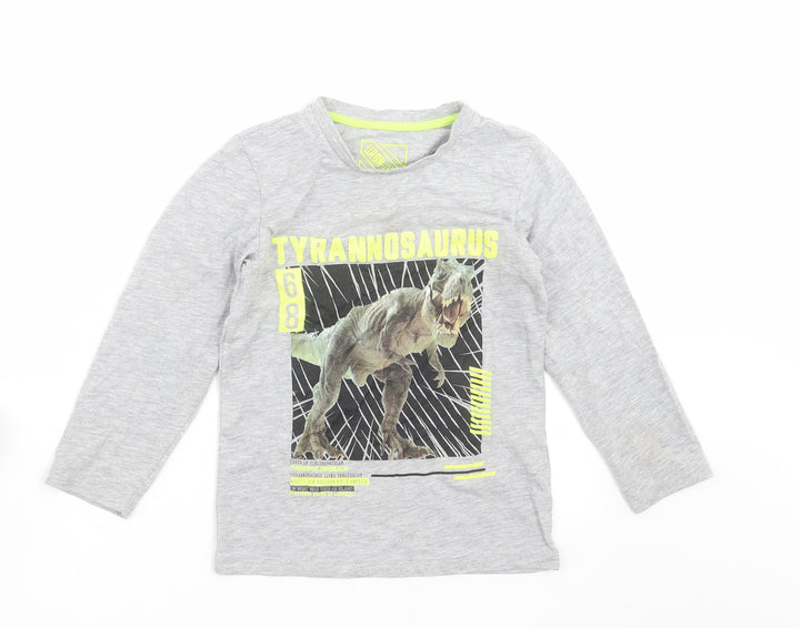 Matalan Boys Grey   Basic T-Shirt Size 6 Years  - dinosaur