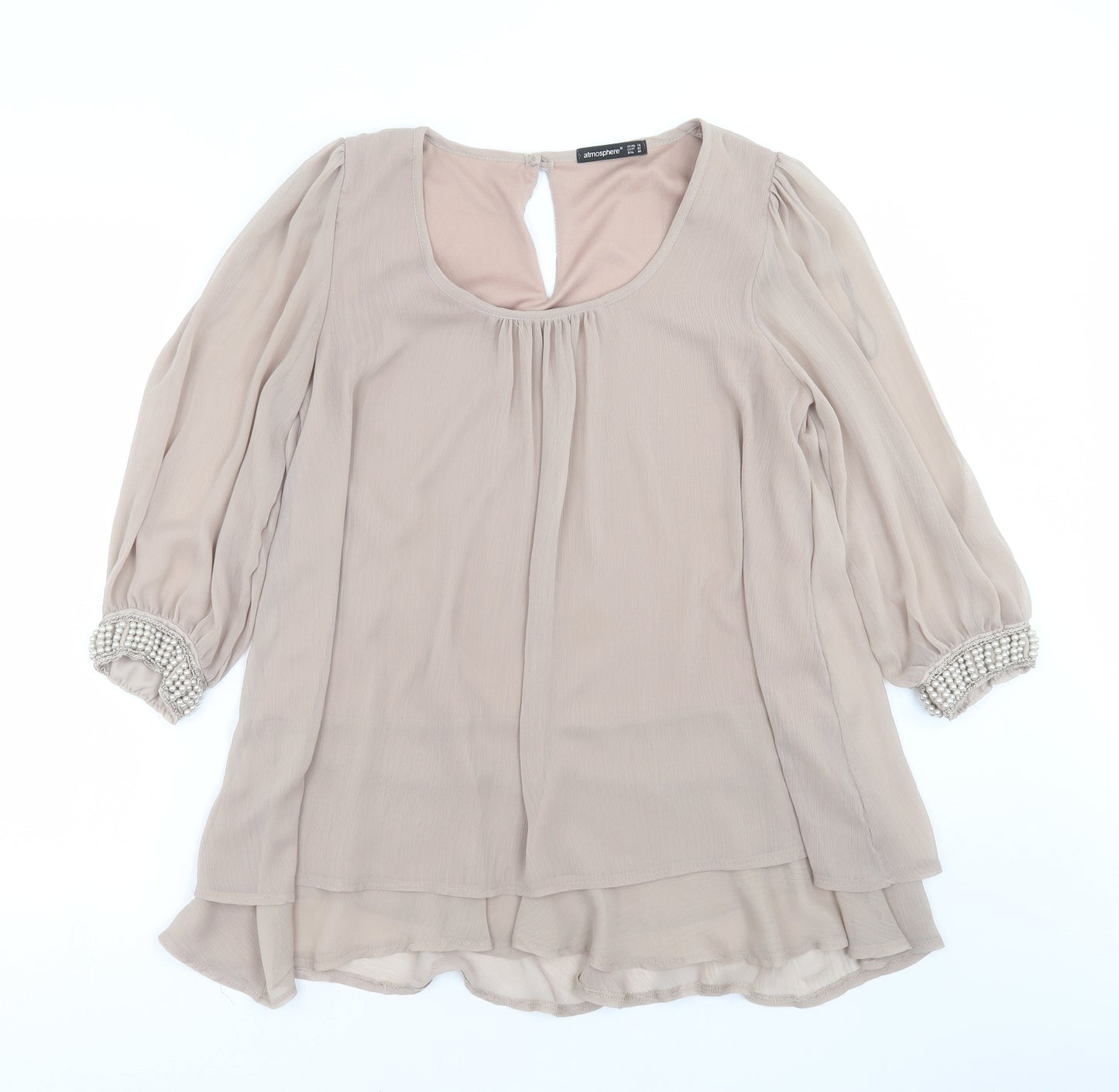 Primark Womens Beige   Basic Blouse Size 14  - beaded
