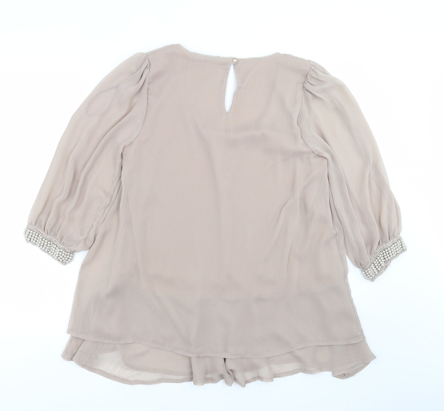 Primark Womens Beige   Basic Blouse Size 14  - beaded