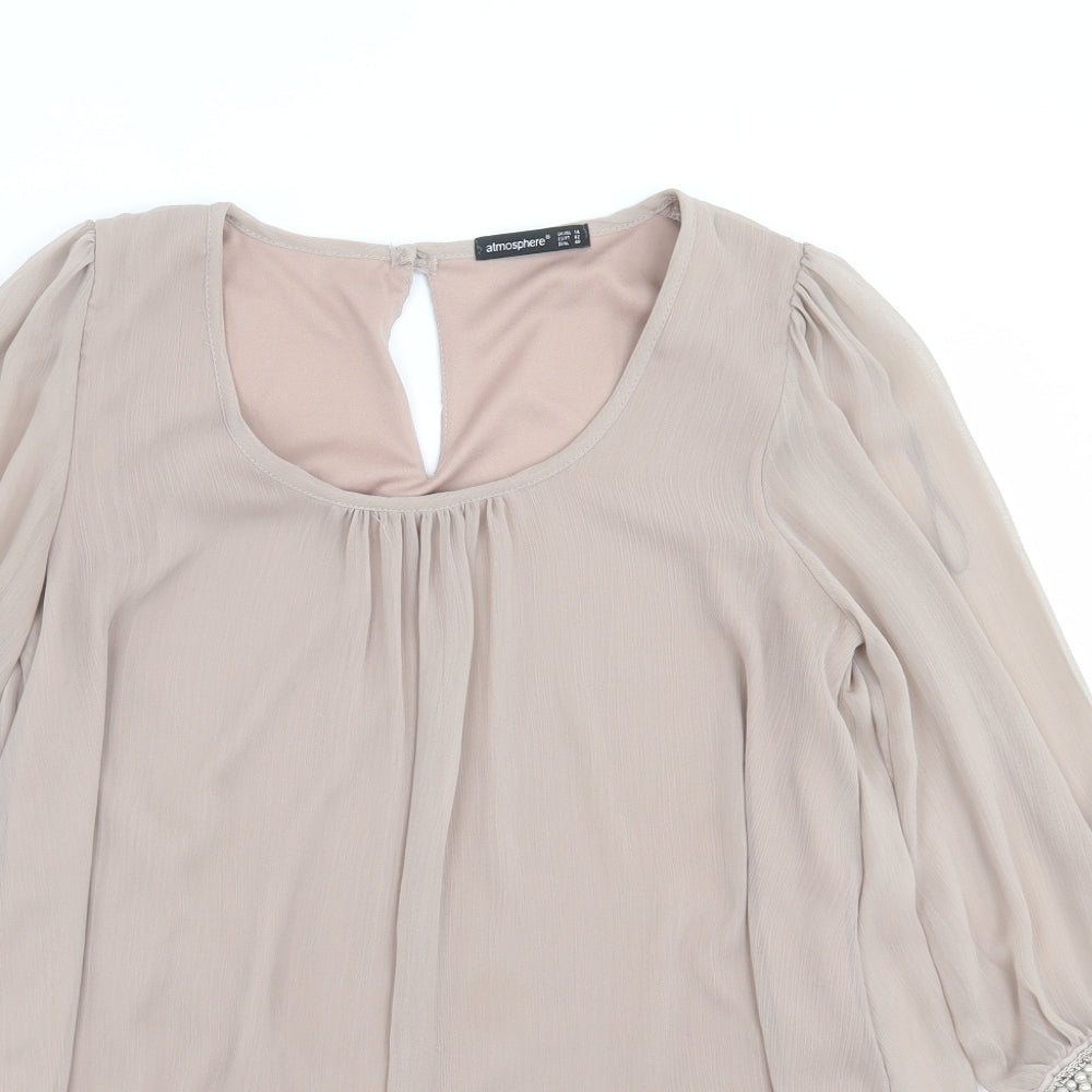 Primark Womens Beige   Basic Blouse Size 14  - beaded