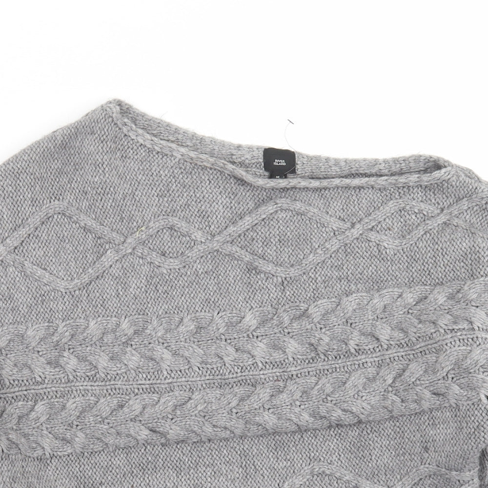 River Island Womens Grey  Knit Pullover Jumper Size M  - Assymetric