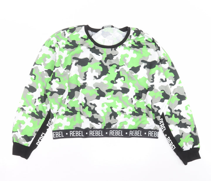 Select Womens Green Camouflage Pullover Sweatshirt Size 18