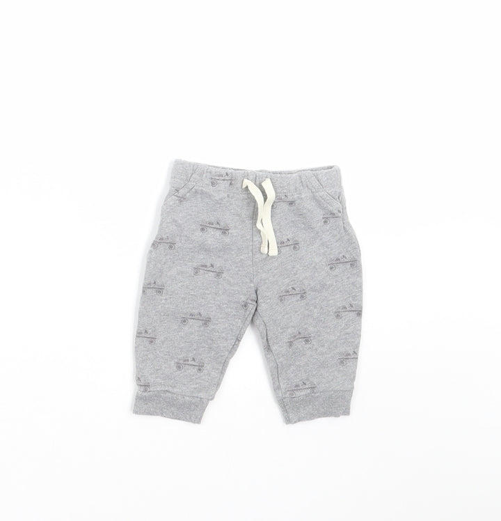 John Lewis Boys Grey Jogger Trousers Size 0-3 Months - car print