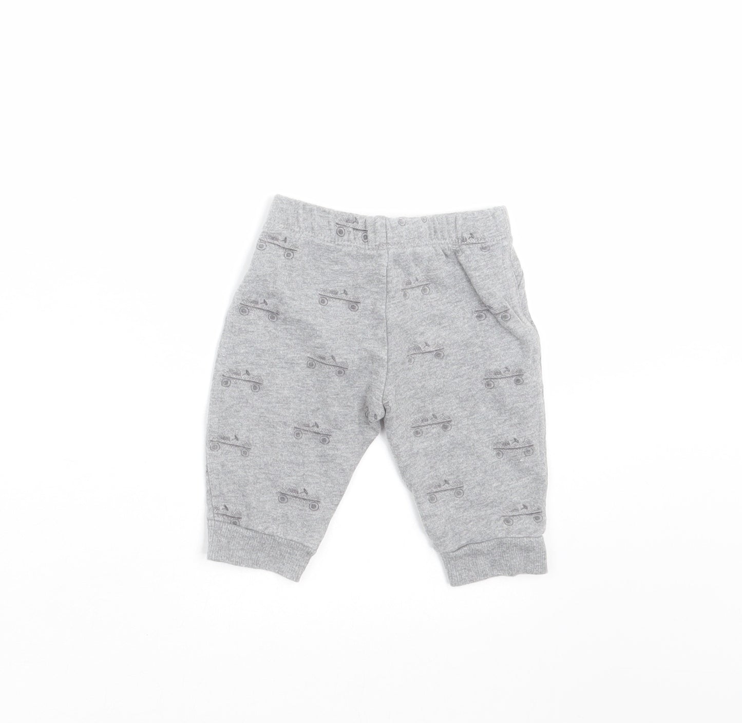 John Lewis Boys Grey   Jogger Trousers Size 0-3 Months  - car print